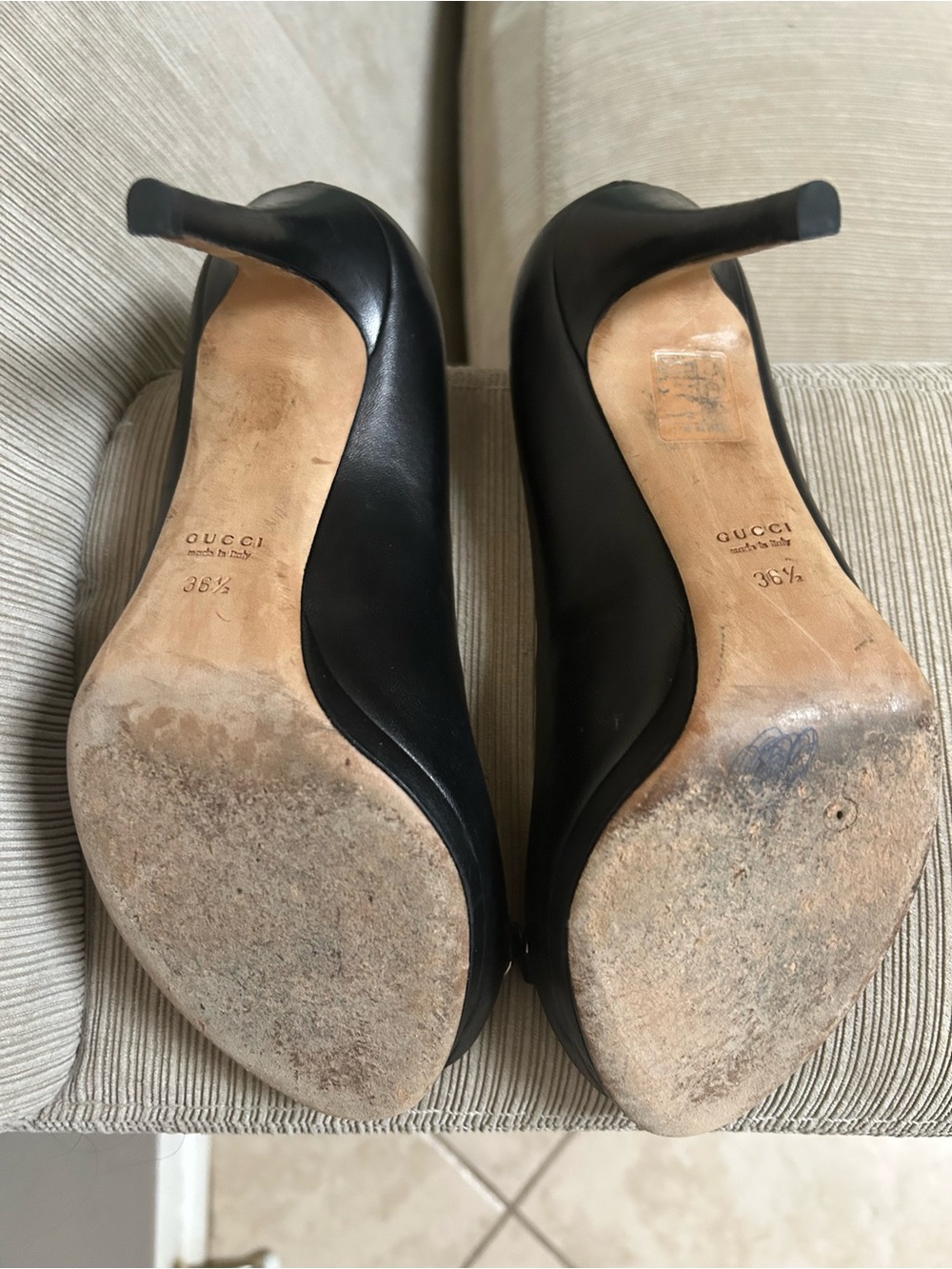Gucci Horsebit Black Leather Peep Toe Platform Pumps EU 361⁄2 - Picture 6 of 6